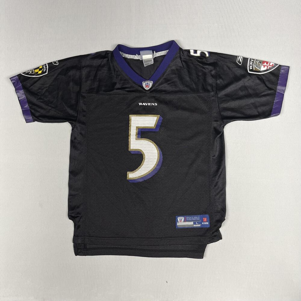 Baltimore Ravens Jersey Youth Boys Large Black NFL Football Joe Flacco 5 Reebok